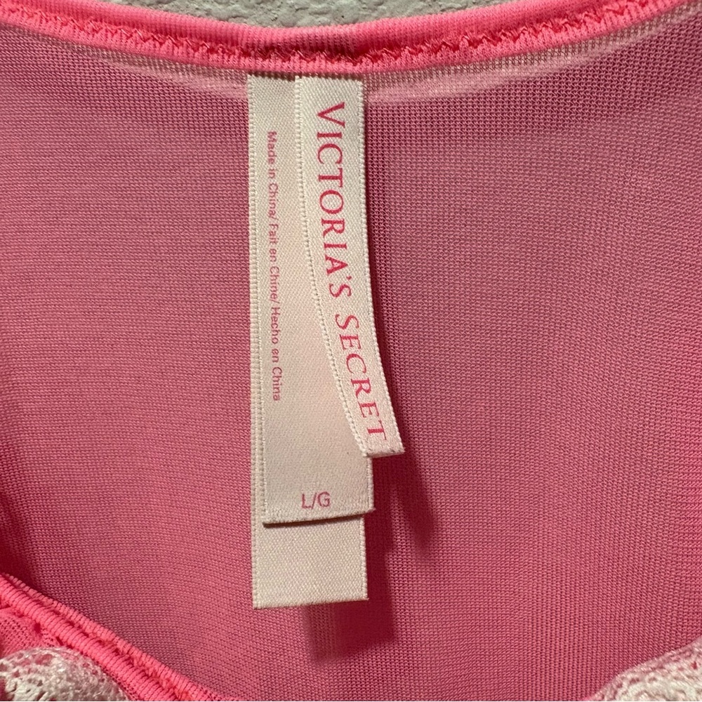 Victoria’s Secret Pink Chemise Nightie Size L Ruffle Trim Lingerie Sheer - Picture 7 of 11